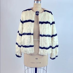 Stripe Faux Fur Jacket